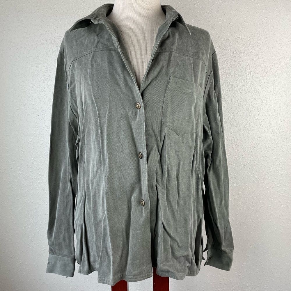 Nicole Summers Matching Tencel Button Down Shirt and Cropped Pants Size 16P EUC